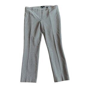 Theory Black White Houndstooth Print Pants Cropped Length Stretch Trouser Size 8